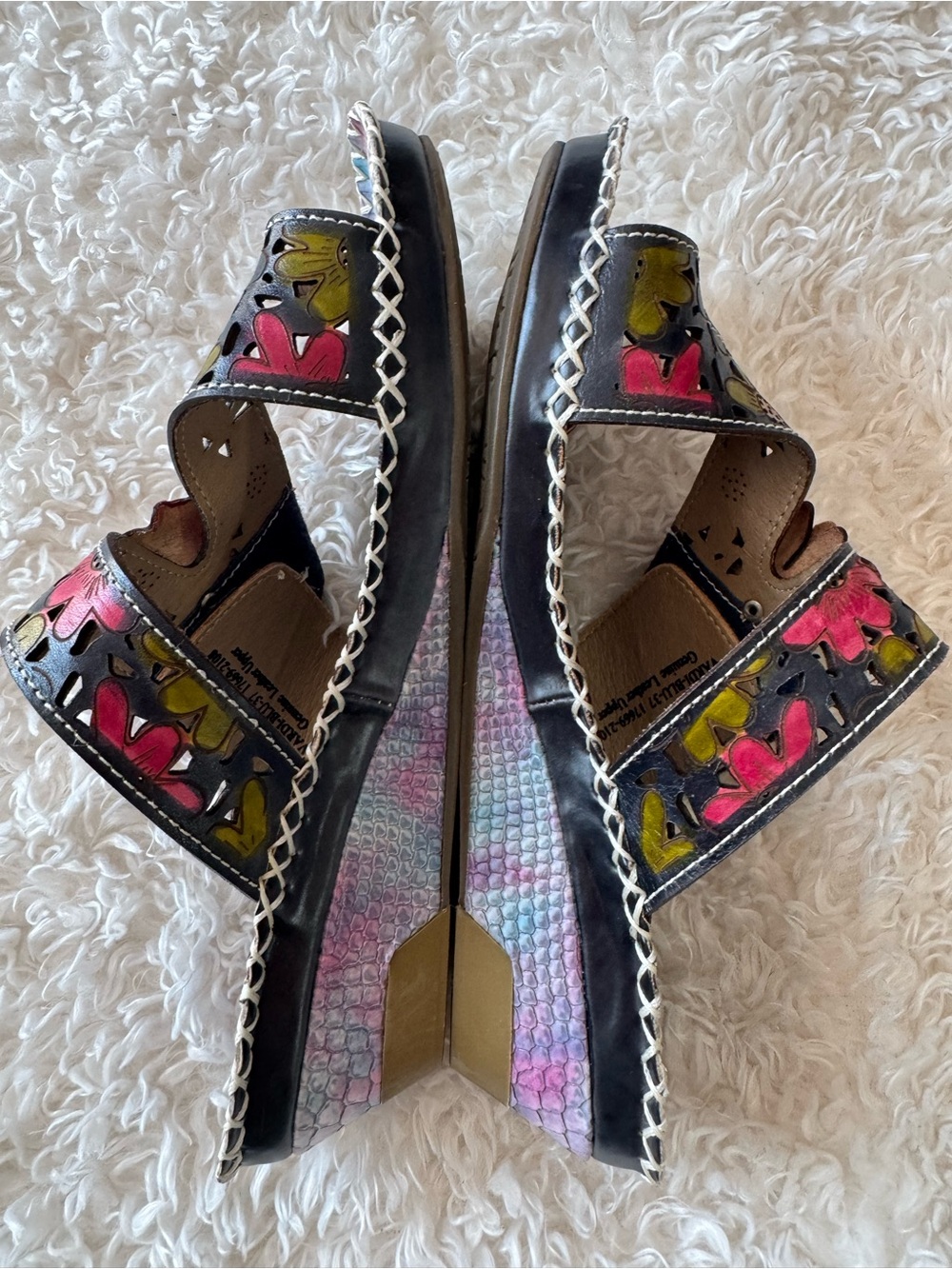 Spring Step L'Artiste Vardi Floral Snakeskin Leather Slide Sandals EU 37 US 7 - Picture 4 of 10